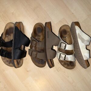 Women’s Birkenstock Sandals Trio - Black, Brown, and Light Camo